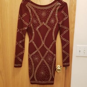 Maroon and Gold Bodycon Dress